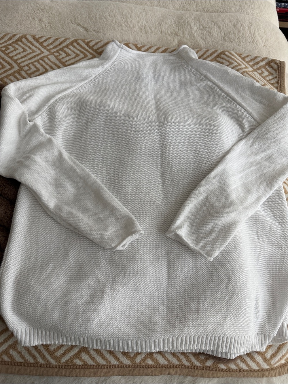Women's Crew Neck White cotton Sweater